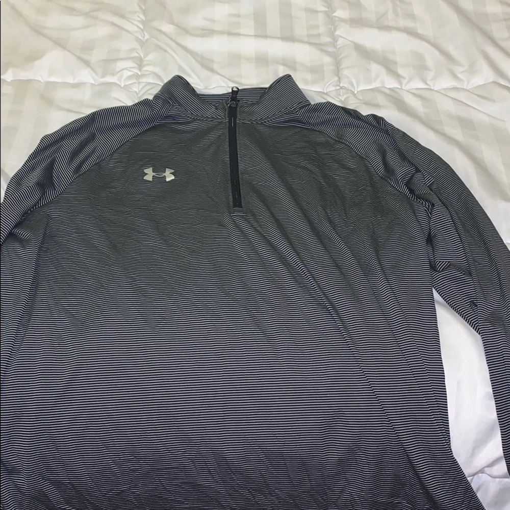 Grey Black Striped Under Armour Golf 1/4 Zip